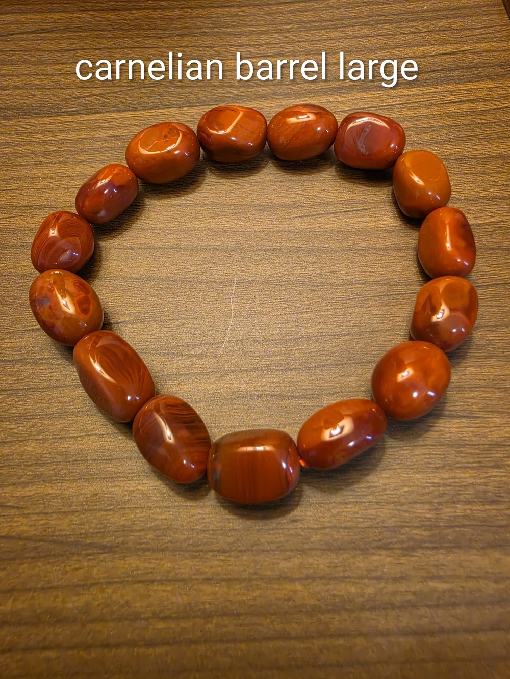 Carnelian Barrel Large Beaded Stretch Bracelet - Red